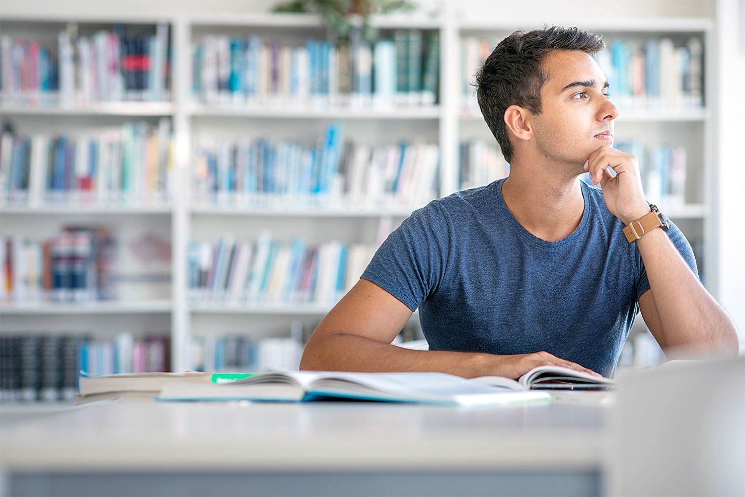 older male college student studying